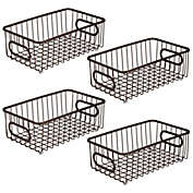 mDesign Metal Bathroom Storage Organizer Basket Bin, 4 Pack