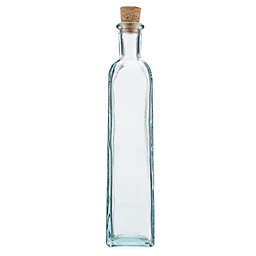 Green Glass Bottle with Cork, Square - 10 oz