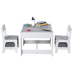 Costway Kids Table & Chair Set W/ Storage Boxes