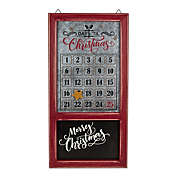 Contemporary Home Living 30" Red and Black Galvanized Rectangular Christmas Advent Calendar