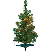 Garden Elements Little Smoky Table Top Christmas Tree, 50 Multicolor Lights, 24"