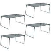 mDesign Metal Stackable Closet Storage Organizer Shelf, 4 Pack