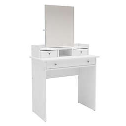 Waylavie Merced White 3-Drawers Dressing Table with Mirror