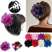 Stock Preferred Women Plastic Flower Bow Hair Claw Clips in 2-Pieces Assorted