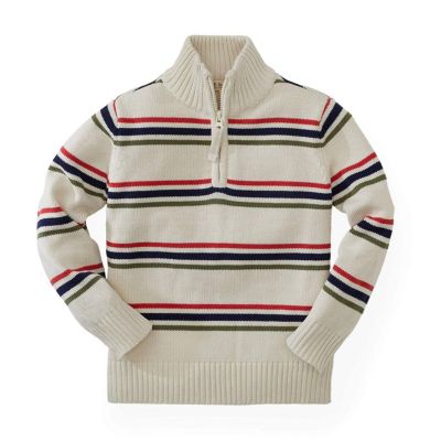 Hope & Henry Boys&#39; Long Sleeve Half Zip Pullover Sweater, Tan and White, 6-12 Months