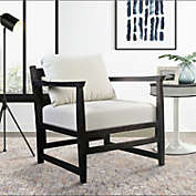 Saltoro Sherpi Malibu Accent Chair with Open Wood Frame, Light Gray and Black,