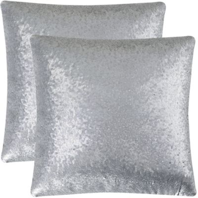 PiccoCasa Sequin Shiny Decorative Throw Pillow Covers 18" X 18" Gray 2 Pcs