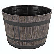 Garden Elements Mini Whiskey Barrel Plastic Planter, Dark Oak, 10