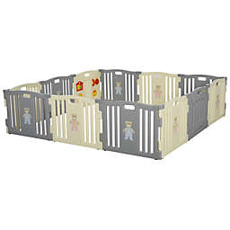 Qaba 12-Piece Children Baby Playpen Kids Activity Center Fence for Kids with Easy Safety Gate & Flexible Design, White