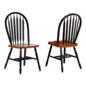Besthom Andrews Malaysian Oak Wood Distressed Antique Black with Cherry Side Chair (Set of 2)