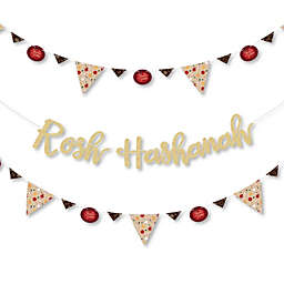 Big Dot of Happiness Rosh Hashanah - New Year Letter Banner Decoration - 36 Banner Cutouts and No-Mess Real Gold Glitter ROSH HASHANAH Banner Letters
