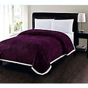 Extra Heavy and Plush Corduroy Sherpa Queen Size Microplush Blanket (90" x 90") - Purple