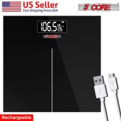 5 Core Inc Rechargeable Digital Scale for Body Weight, Precision Bathroom Weighing Bath Scale, Step-On Technology, High Capacity - 400 lbs. Large Display, Batteries Included 5 Core