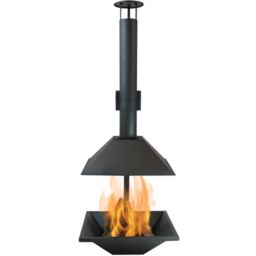 Sunnydaze Outdoor Backyard Patio Modern Style Steel Wood-Burning Fire Pit Chiminea with Open Sides - 80
