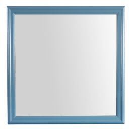 Passion Furniture 38 in. x 38 in. Classic Square Framed Dresser Mirror - Teal
