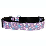 Mirage Pet Products Butterfly Nylon Ribbon 1" Wide Dog Collar, Lavender/Large