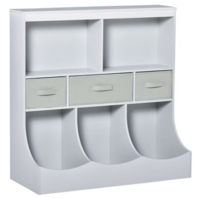 HOMCOM Toy Chest, Kids Storage Organizer, Children Display Bookcase with Drawers for Toys, Clothes, Books, Grey