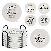 Stock Preferred Drink Coasters with Holder in 6-Pcs/Set Marble Texture
