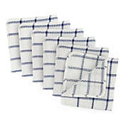 Contemporary Home Living Pack of 6 Blue and White Checkered Pattern Scrubber Dishcloths 12"