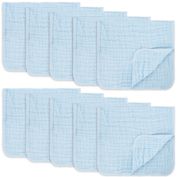 Muslin Burp Cloths 10 Pack Large 100% Cotton Hand Washcloths 6 Layers Extra Absorbent and Soft by Comfy Cubs (Sky Blue, Pack of 10)