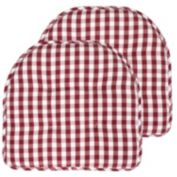 Sweet Home Collection Checkered Buffalo Check U Shaped Memory Foam 17" x 16" Chair Cushions, Wine/White, 2 Pack