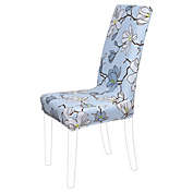 PiccoCasa Painted Spandex Stretch Fit Short Dining Chair Cover Slipcover, Floral Pattern Removable Washable Dining Banquet Chair Protector for Home Party Hotel Wedding Ceremony, Sky Blue