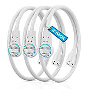 Maximm Extension Cord White Flat Plug, 360 Rotating Short Power Cords Multi Outlet, Indoor/Outdoor 16 Gauge 3 Prong Grounded Wire UL Listed (0.6 Feet 3 Pack)