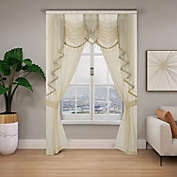 Kate Aurora Ultra Glam Beaded Sparkly Sheer Window in a Bag Curtain Set - Cream