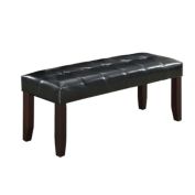 Saltoro Sherpi Dining Bench with Faux Leather Upholstery and Chamfered Feet, Black-