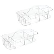 mDesign Plastic Divided Crafting Storage Organizer Caddy, Handle, 2 Pack, Clear