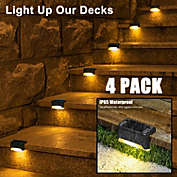 Donwell-tech 4 Solar LED Bright Deck Lights Outdoor Garden