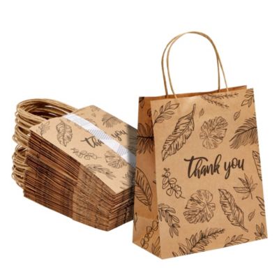 BROWN KRAFT SMALL LARGE PAPER CARRIER BAGS WITH HANDLES 50 100 PARTY GIFT 