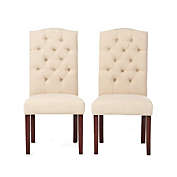 GDF Studio Set of 2 Contemporary Ivory Linen Dining Chair