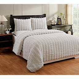 Queen Angelique Comforter 100% Cotton Tufted Chenille Comforter Set Taupe - Better Trends