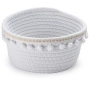 Hallops - Cotton Rope Storage Basket - Toy Basket, Nursery Baby Laundry Hamper, Decorative Blanket Basket Living Room Storage - Rope Woven Basket for Baby Clothes, Books, Magazines, Blanket - Medium Size