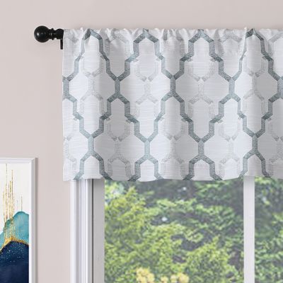 Home Solid Color Tailored Textured Window Valance Size Aqua 56" W x 14" L 