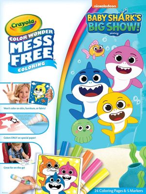 Crayola Baby Shark Color Wonder Set 24 Mess Free Coloring Pages 5 Markers Bed Bath Beyond