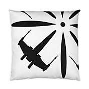 Star Wars Large White Throw Pillow   Black X-Wing Fighter Design   Water & Fade Resistant Fabric For Indoor & Outdoor Use   25 x 25 Inches