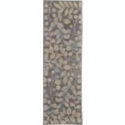 Nourison Tranquil 2'3" X 7'3" (7' Runner) Grey/Beige Area Rug Contemporary Botanical Vine and Bloom by Nourison
