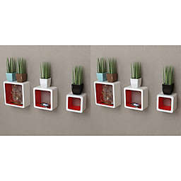 vidaXL Wall Cube Shelves 6 pcs White and Red