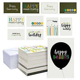 Best Paper Greetings 120 Pack Happy Birthday and Anniversary Cards Assortment Bulk Box Set with Envelopes, Blank Inside (12 Designs, 4x6 in)