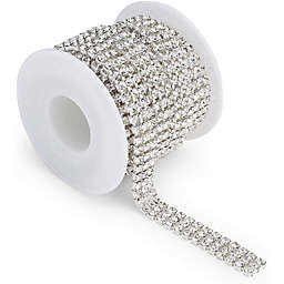 Bright Creations 4 mm Silver Crystal Rhinestone Chain for Sewing and Crafts, 3 Rows (3 Yards)