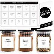 Savvy & Sorted   44 Square Spice Labels for Indian Spices   Hindi + English   Minimalist Preprinted Spice Jar Labels   Black Text on White Waterproof Label   Herb Seasoning Kitchen Pantry Label Stickers for Spice Jars