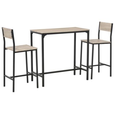 HOMCOM 3 Piece Industrial Dining Table Set, Counter Height Bar Table & Chairs Set for Small Space in the Dining Room