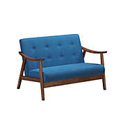Contemporary Home Living 45.25" Navy Blue and Brown Contemporary Rectangular Settee