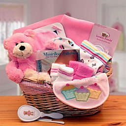 GBDS Simply The Baby Basics New Baby Gift Basket -Pink - baby bath set -  baby girl gifts