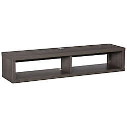 HOMCOM Wall Mounted Media Console Floating Storage Shelf for Living Room or Home Office, Dark Grey