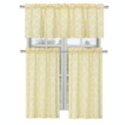 Kate Aurora Shabby Lattice Cotton Blend Kitchen Curtain Tier & Valance Set - 56 in. W x 36 in. L, Yellow