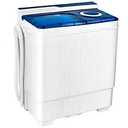 Costway 26 Pound Portable Semi-automatic Washing Machine with Built-in Drain Pump-Blue