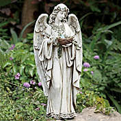 Roman 24" Angel Holding Bird&#39;s Nest Outdoor Garden Statue
